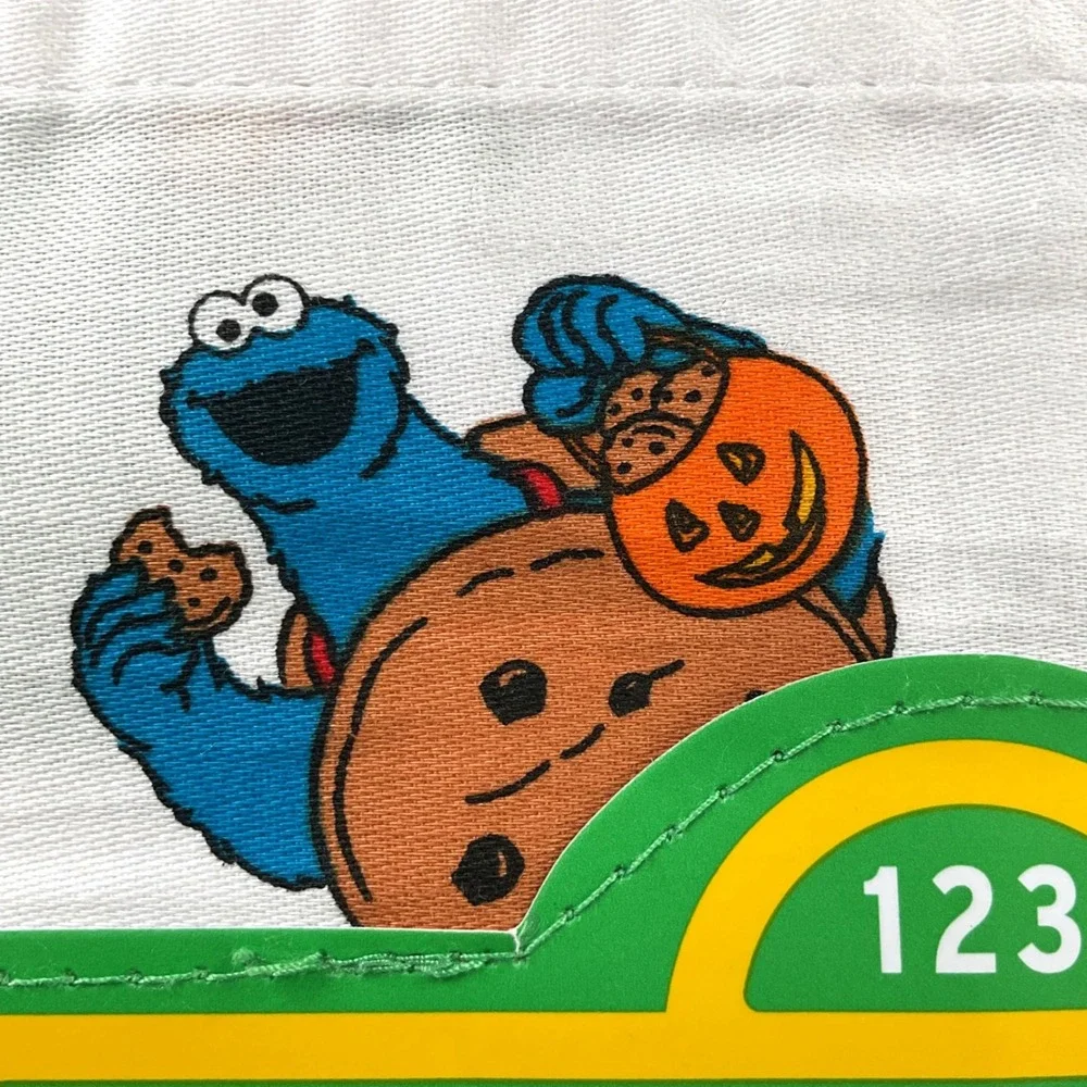 Sesame Street Halloween Twin Sheet Set 3pc 100% Cotton Elmo Cookie Monster NEW